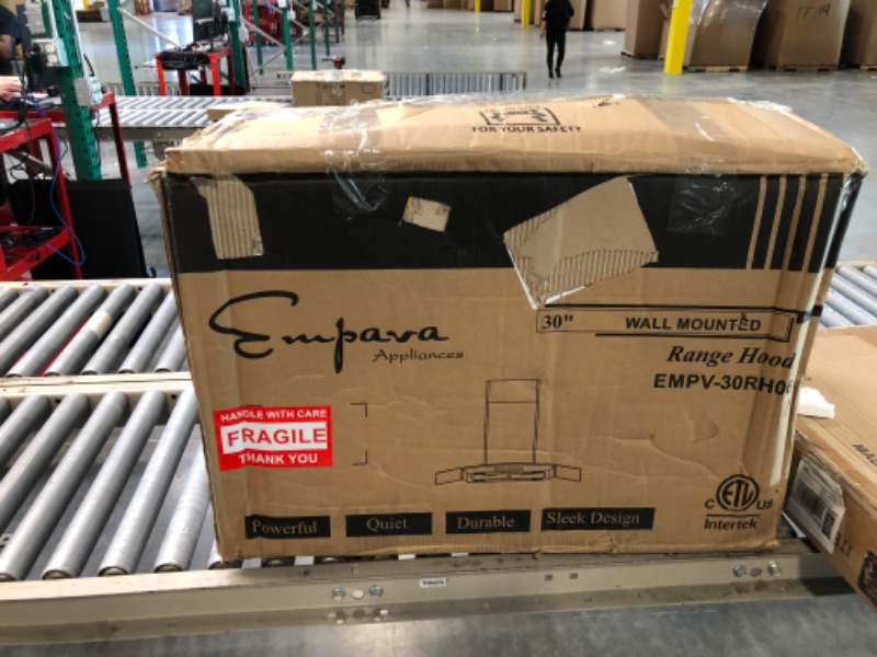 Photo 1 of Empava 30" Wall Mount Range Hood Ducted Exhaust Kitchen Vent-Tempered Glass-Soft Touch Controls-3 Speed Fan-Permanent Filter LEDs Light in Stainless Steel