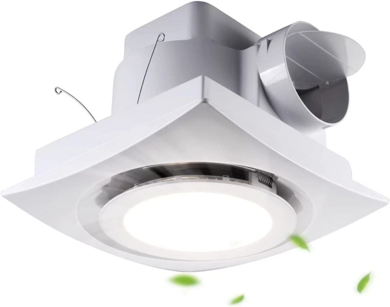 Photo 1 of Bathroom Exhaust Fan with LED Light, Bathroom Fan with Light, Shower Ceiling Ventilation, Ultra Quiet Bathroom Fan 1.0 Sones 110 Cfm, White Ventilation Fan For Bathroom/Shower/Restroom/Office With Round Light