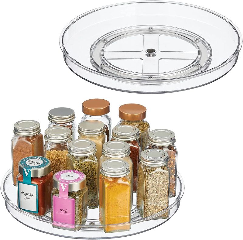 Photo 1 of   vacane Lazy Susan Turntable Plastic Spinner for Kitchen/Bathroom, Pantry, Fridge, Cupboards, or Counter Organizing, Fully Rotating Organizer for Food, 11.5" Round - Lumiere Collection - 2 Pack, Clear