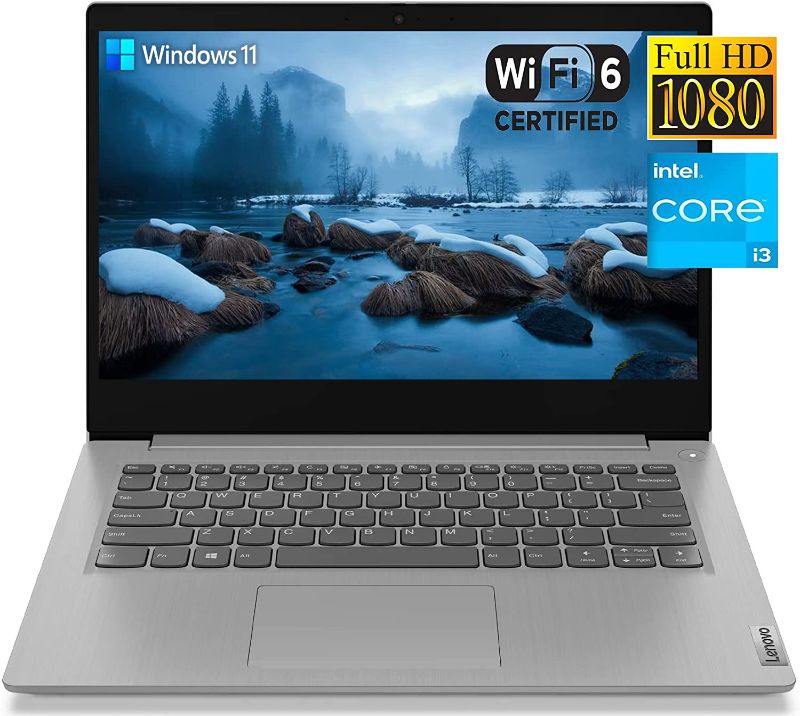 Photo 1 of Lenovo IdeaPad 3i Laptop, 14" FHD Display, Dual-core Intel i3-1115G4 Processor, 8GB RAM, 256GB SSD, Webcam, HDMI, 4 in 1 Card Reader, Dolby Audio, Wi-Fi 6, Windows 11 Home, Platinum Grey