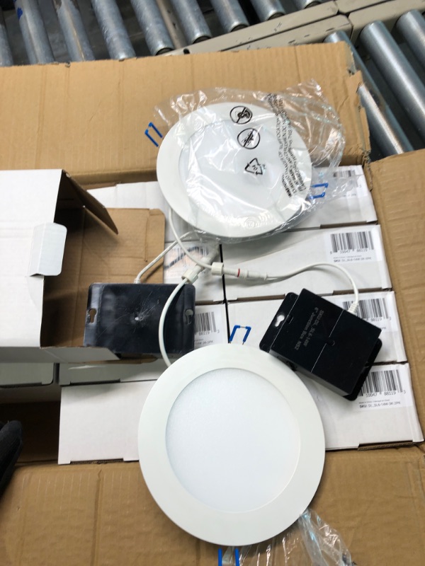 Photo 2 of  12 Sunco Lighting 6 Inch Ultra Thin LED Recessed Ceiling Lights, Smooth Trim, 3000K Warm White, Dimmable, 14W=100W, 850 LM, Wafer Thin, Canless with Junction Box - Energy Star 2 Pack 3000K Warm White 2 Count (Pack of 1)