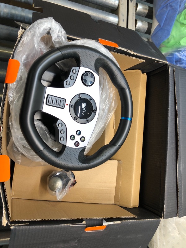 Photo 2 of Gaming Racing Wheel, PXN V9 270°/900° Adjustable Racing Steering Wheel, with Clutch and Shifter, Support Vibration and Headset Function, Suitable for PC, PS3, PS4, Xbox One, Nintendo Switch.