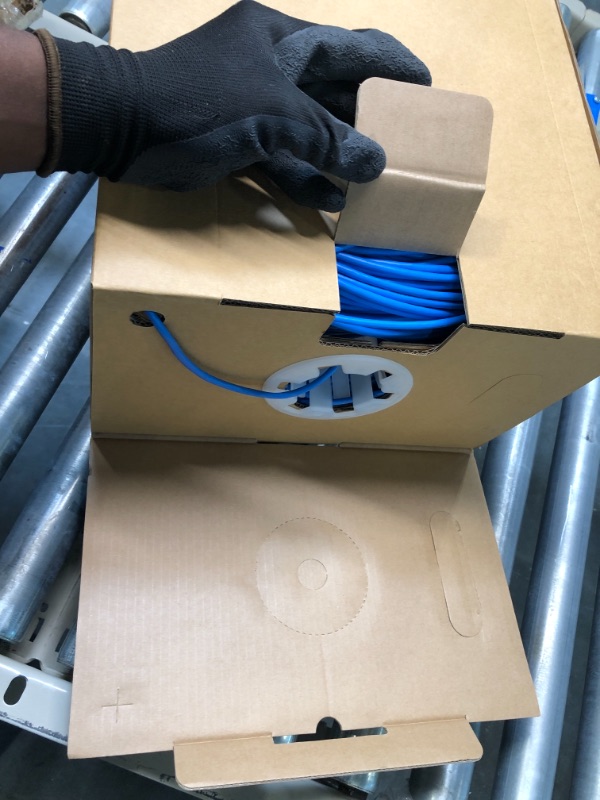 Photo 2 of CAT5e Plenum (CMP) Cable, 1000FT | 24AWG 4Pair, 350MHz Solid Network Cable Unshielded Twisted Pair (UTP), Available in Blue, White, Gray Color (Blue)