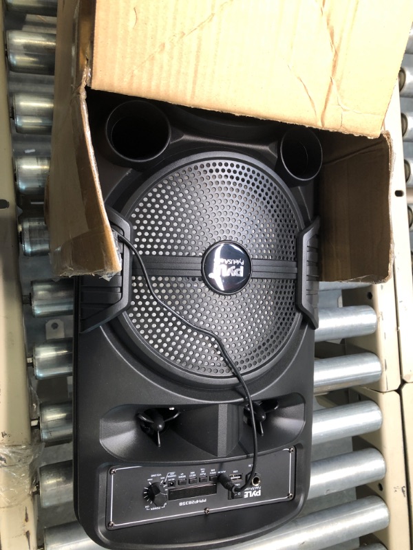 Photo 3 of Pyle Portable Bluetooth PA Speaker System - 600W Rechargeable Outdoor Bluetooth Speaker Portable PA System w/ Dual 8” Subwoofer 1” Tweeter, Microphone In, Party Lights, USB, Radio, Remote - PPHP2835B