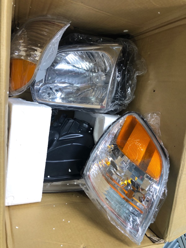 Photo 2 of DWVO Headlight Assembly Compatible with 2005-2006 Tundra Double/Crew Cab 2005-2007 Sequoia Pickup Headlamp Replacement Pair Chrome Housing Amber Reflector OE - Chrome/Amber/Clear