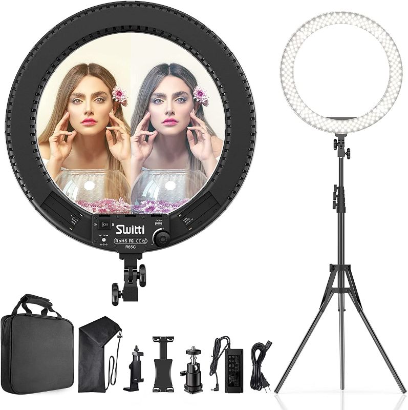 Photo 1 of Ring Light, 18inch Ring Light with Stand and Phone Holder, Makeup LED Ring Lights 60W Bi-Color, Adjustable Color Temperature 3000K-5800K Selfie Ring Light for YouTube, Facebook Live, Vlog, Makeup