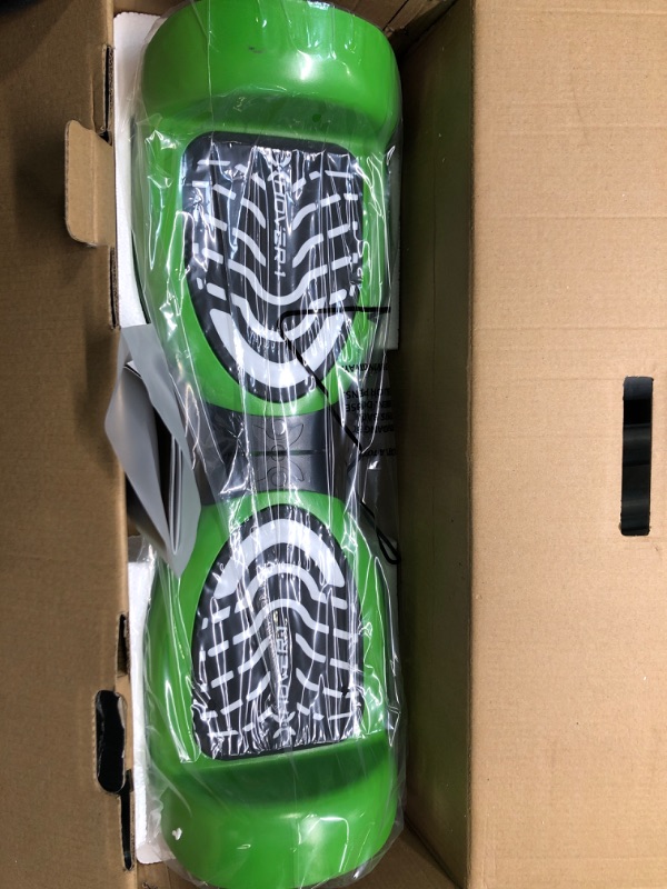 Photo 1 of Hover-1 Rocket Electric Self-Balancing Hoverboard with 6.5” LED Light-Up Wheels, Dual 160W Motors, 7 mph Max Speed, and 3 Miles Max Range Green 2.0