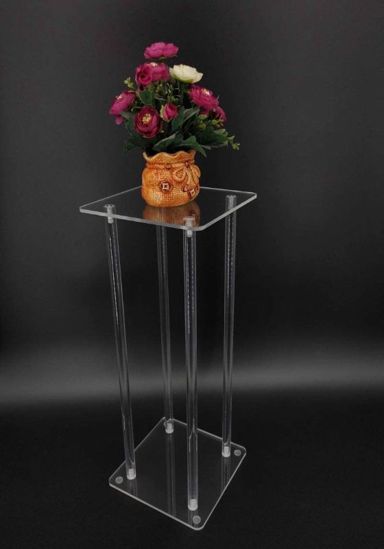 Photo 1 of  2 9 L X 9 W X 24" Tall Clear Acrylic Riser Transparent Plexiglass Pedestal Table Display Podium Glorifier Riser Stand Centerpiece Flower Sculputure Merchandise Lamp Book Stand 10043-24"