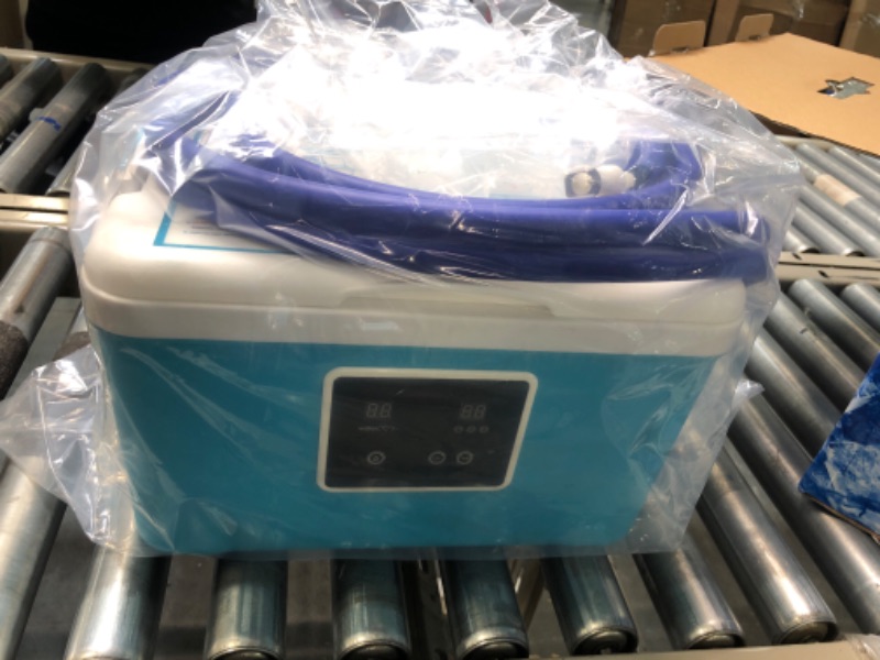 Photo 2 of Cold Therapy Machine — Cryotherapy Freeze Kit System — for Post-Surgery Care, ACL, MCL, Swelling, Sprains, and Other Injuries — Wearable, Adjustable Knee Pad — Cooler Pump with Digital Timer