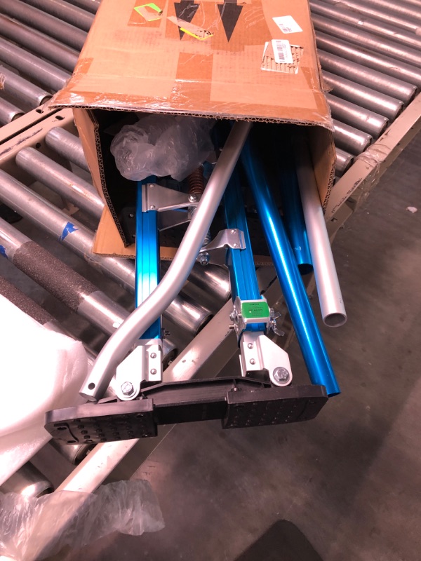 Photo 2 of 24 inch - 40 inch Professional Grade Adjustable Drywall Stilts Taping Paint Stilt Aluminum Tool Stilt for Painting Painter Taping Light Blue 24"-40" Light Blue