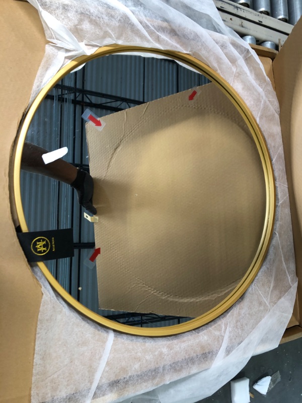 Photo 2 of Arcus Home Round Mirror 24 inch Gold Circle Mirror Metal Framed Wall Mirror for Bathroom Bedroom Living Room Vanity Entryways, Easy to Install Gold 24"