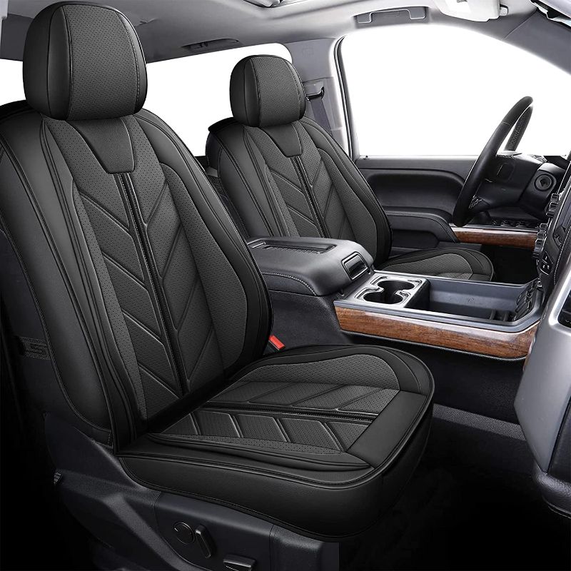 Photo 1 of BALLIOL Pickup Seats Covers Compatible with Chevy Silverado 1500 GMC Sierra 2007-2013 & 2019-2023 Custom Trail Boss High Country Compatible with Chevrolet Silverado 1500 Waterproof Leather Seat Covers