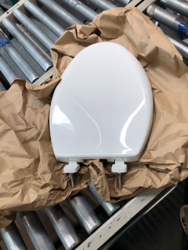 Photo 2 of BEMIS 7900TDGSL 000 Commercial Heavy Duty Closed Front Plastic Toilet Seat with Cover will Slow Close, Never Loosen & Reduce Call-backs, ELONGATED, White White Elongated Toilet Seat