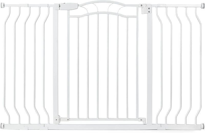 Photo 1 of Baby Gate 29.5” to 53”, 30” Height Extra Wide Dog Gate for Stairs, Doorways and House, Auto-Close Safety Dog Gate for Pets, Pressure Mounted, White
