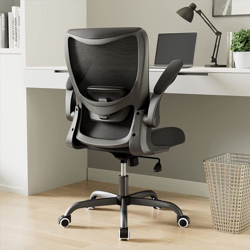 Photo 1 of Ergonomic Office Desk Chair with Adjustable Lumbar Support and Flip up Armrest,Black