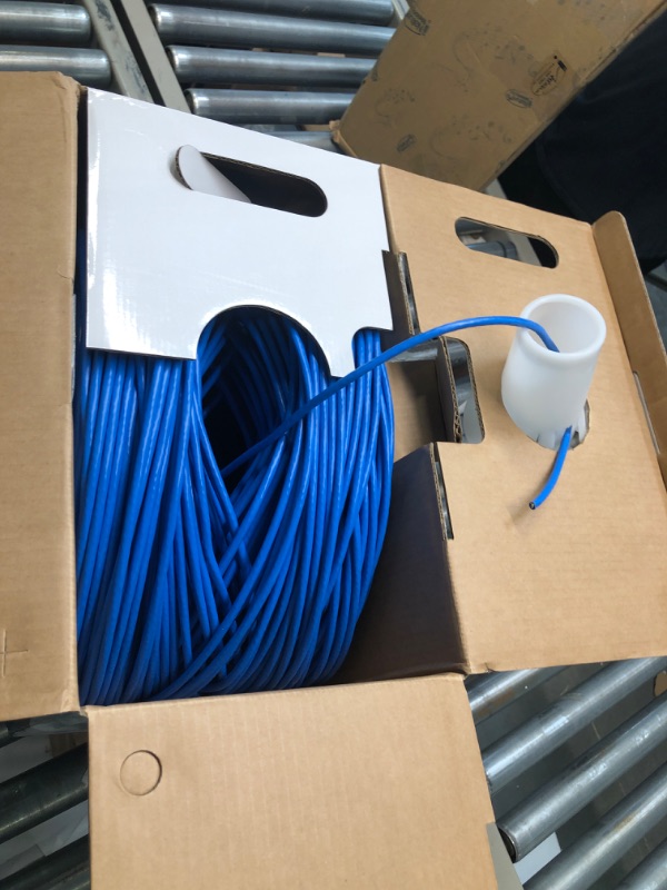 Photo 2 of Cat6 Plenum (CMP) 1000ft Cable, 23AWG | 100% Solid Bare Copper | 550MHz | Unshielded Twisted Pair (UTP) Bulk Ethernet Cable, Available in 10 Colors Blue