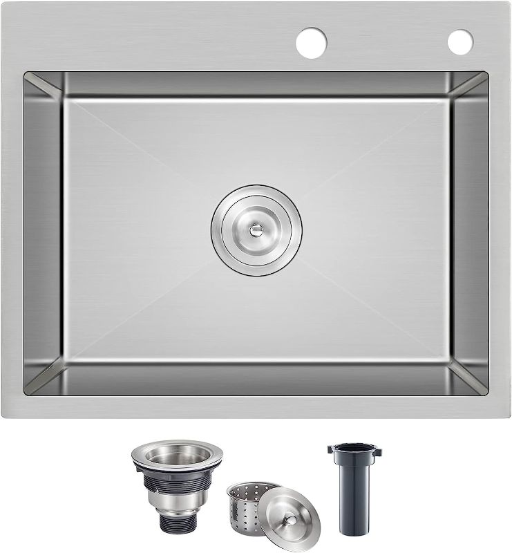 Photo 1 of ROVOGO 20 x 16 x 9 in. Undermount Kitchen Sink Single Bowl, Small Wet Bar Prep RV Sink Stainless Steel, Handmade Kitchen Sink Under Mounted with Basket Strainer, Anti-Noise Sink Tight Radius, Brushed 20 x 16 x 9" Brushed