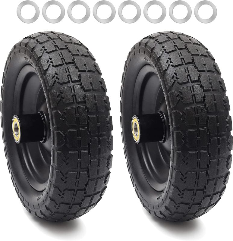 Photo 1 of (2-Pack) 13" Replacement Tire for Gorilla Cart - Solid Polyurethane Flat-Free Tire and Wheel Assembly - 3” Wide Tires with 5/8 Inch Axle Borehole and 2.1” Hub