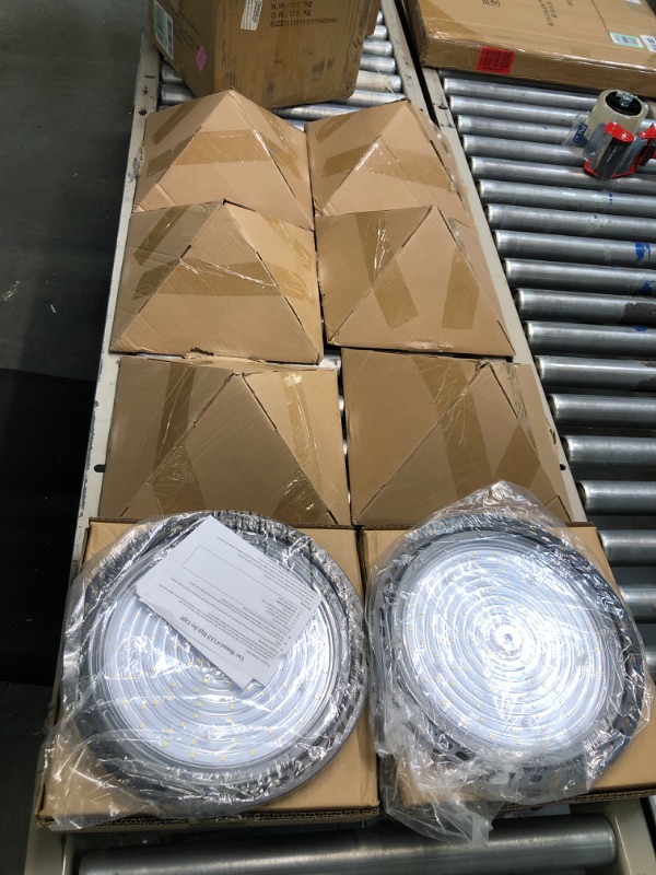 Photo 2 of 8Pack 100W UFO LED High Bay Light 14000lm (Eqv.400W MH/HPS) High Bay LED Lights 5000K Daylight Warehouse Light with US Plug UFO Bay Lighting Energy Saving Upto 3800KW/5Yrs(5Hrs/Day) -ETL Listed 100W || 8Pack