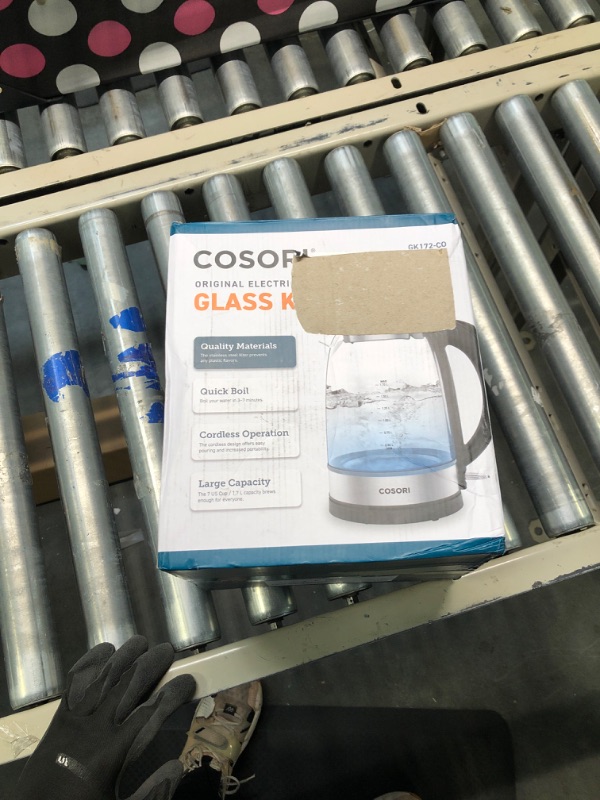 Photo 1 of COSORI Electric Kettle with Stainless Steel Filter and Inner Lid, 1500W Wide Opening 1.7L Glass Tea Kettle & Hot Water Boiler, LED Indicator Auto Shut-Off & Boil-Dry Protection, BPA Free, Matte Black