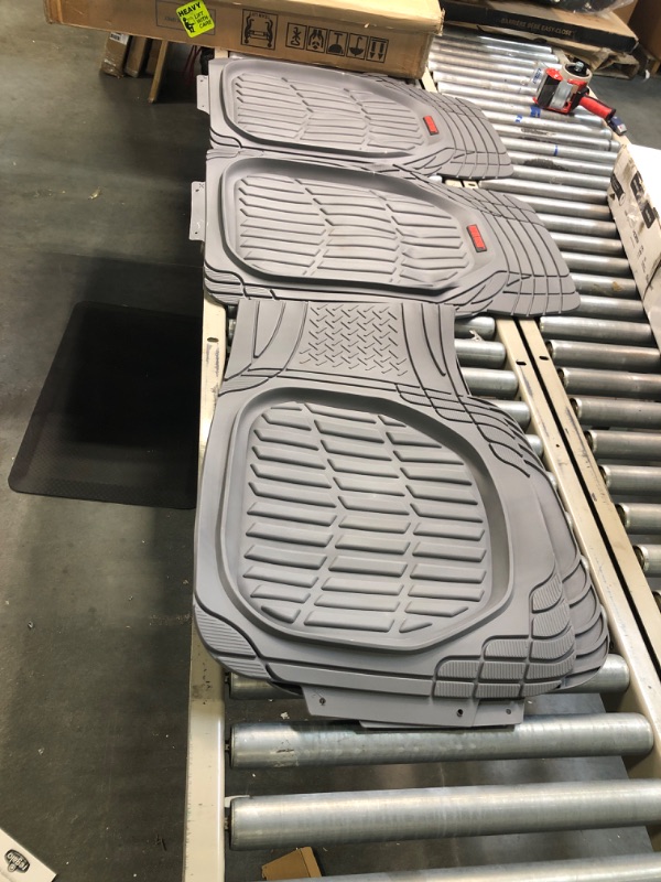 Photo 2 of Motor Trend 923-GR Gray FlexTough Contour Liners-Deep Dish Heavy Duty Rubber Floor Mats & Van-All Weather Protection Trim & Premium FlexTough All-Protection Cargo Liner Trunk Mat, Gray, 54" x 37"