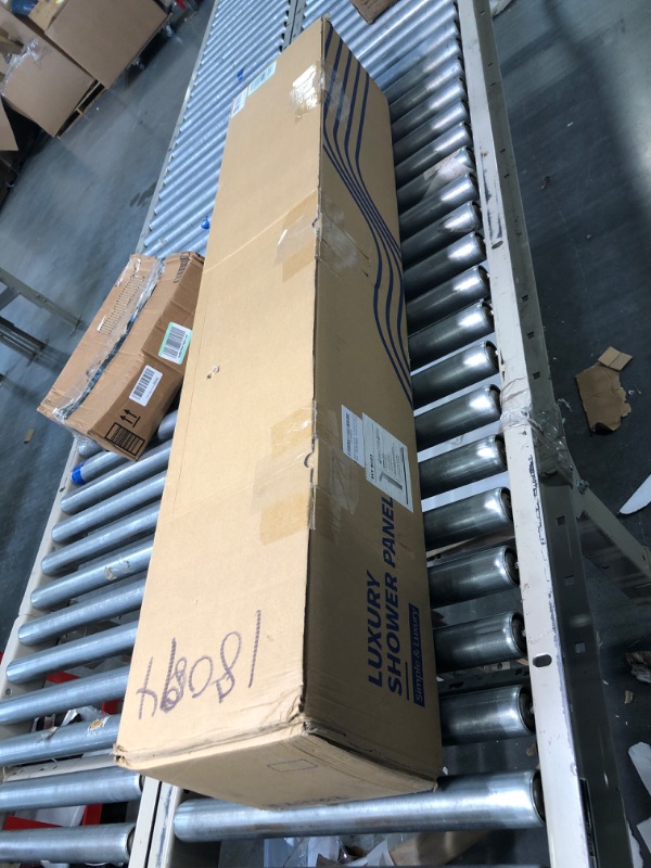 Photo 1 of ROVATE Rainfall Waterfall Shower Tower Panel System, Stainless Steel Bathroom Shower Panel Tower with 5 Body Sprays and 3 Sets Handheld Shower, Shower Column Wall Mount, Delicate Brushed Finish Split Design Brushed Finish