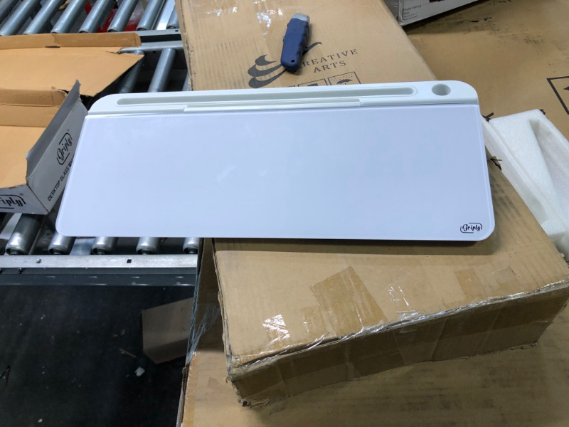 Photo 1 of Extra Large | Griply Small Glass Desktop Whiteboard | Desktop Dry Erase Board Storage | White Board for Desk | Desk Organizers with Accessories | Office, Home, School Supplies (Standard)
