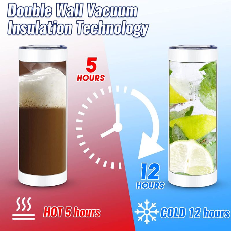 Photo 1 of 13 Pack 20 oz Sublimation Tumbler Set Double Walled Stainless Steel Straight Skinny Travel Blank Tumbler Bulk Sublimation Cups with Lid 
--- Only Cup and Lid --- 