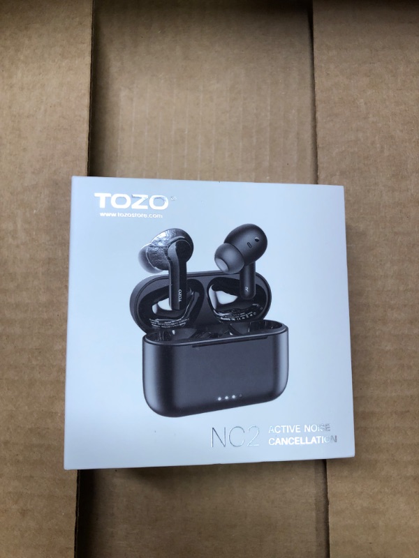 Photo 3 of TOZO NC2 Hybrid Active Noise Cancelling Wireless Earbuds, in-Ear Detection Headphones, IPX6 Waterproof Bluetooth 5.2 Stereo Earphones, Immersive Sound Premium Deep Bass Headset, White