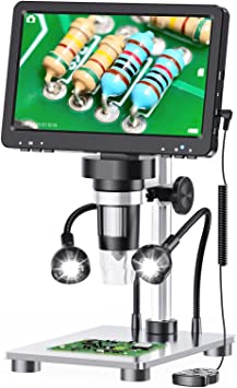 Photo 1 of Elikliv EDM9 7'' LCD Digital Microscope 1200X, 1080P Coin Microscope with 12MP Camera Sensor, Wired Remote, 10 LED Lights, Soldering Electronic Microscope for Adult, Compatible with Windows/Mac OS
--- Open Box --- 

