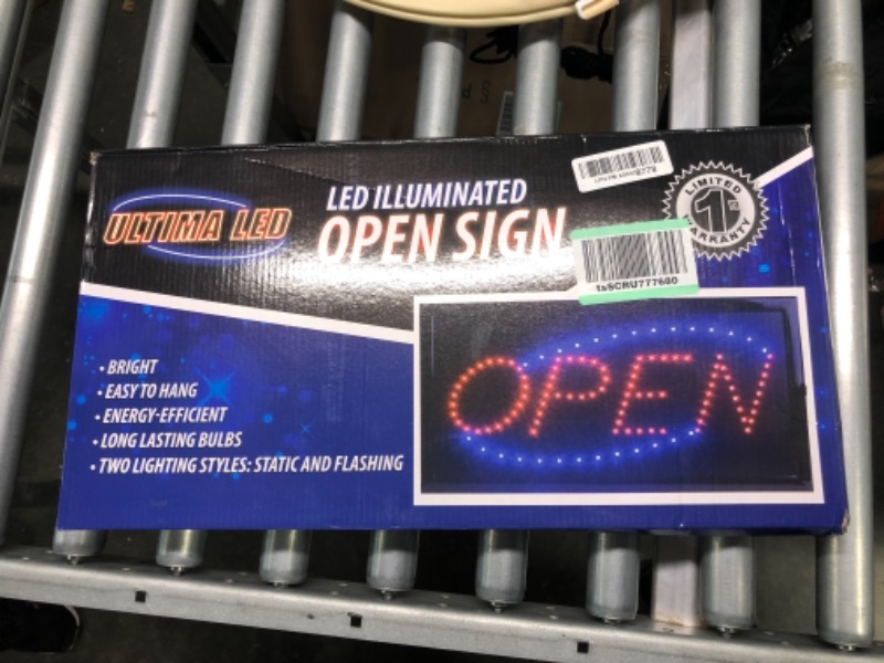 Photo 2 of Ultima LED Neon Open Sign for Business: Lighted Sign Open with Flashing Mode – Indoor Electric Light up Sign for Stores (19 x 10 in, Model 2) Includes Business Hours and Open & Closed Signs
