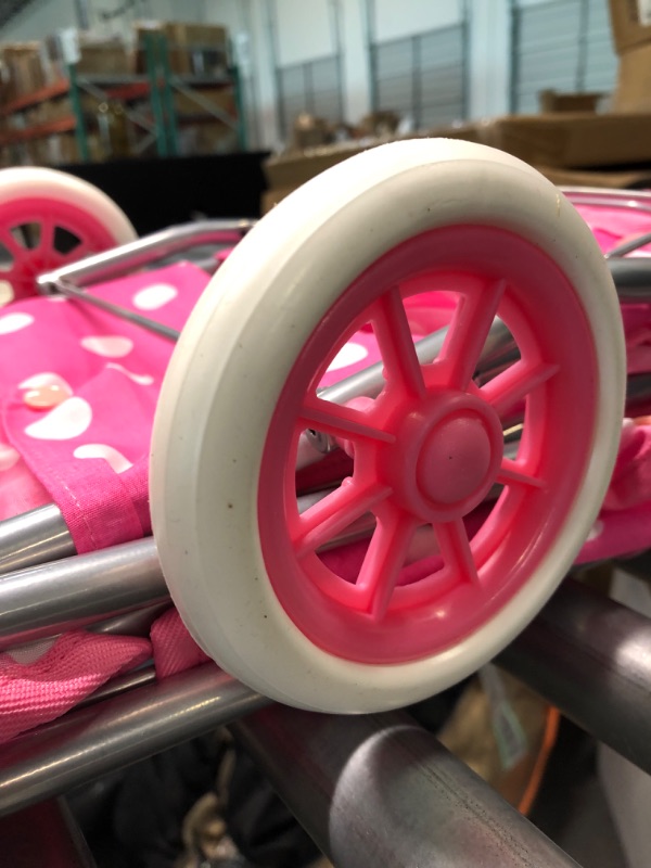 Photo 5 of Badger Basket Triple Doll Stroller - Pink Polka Dots