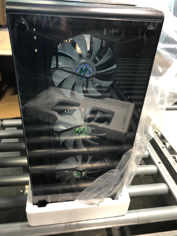Photo 1 of MUSETEX ATX PC Case Pre-Installed 6Pcs 120mm ARGB Fans, Mid-Tower Computer Gaming Case, USB 3.0 Tempered Glass Phantom Black Computer Case, MN6-B
