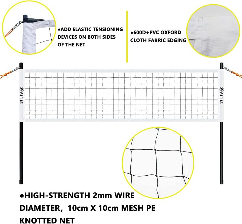 Photo 1 of Airist Portable Volleyball Net Set,Professional Volleyball Nets Set for Backyard and Beach,Outdoor Volleyball Net with Height Adjustable Poles, and Carrying Bag