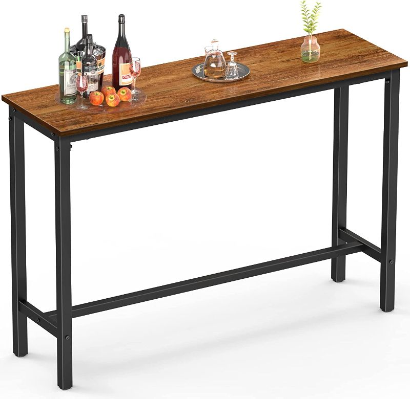 Photo 1 of Mr IRONSTONE Bar Table, 47 Rectangular Kitchen Pub Dining Coffee Table High Writing Computer Table, for Narrow Space, Living Ro