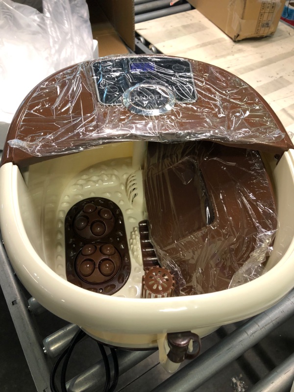 Photo 1 of Ovitus Foot Spa Bath Massager with Heat,16 Pedicure Spa Motorized Shiatsu Roller Massage Feet, Frequency Conversion, O2 Bubbles, Adjustable Time & Temperature,LED Display Brown
