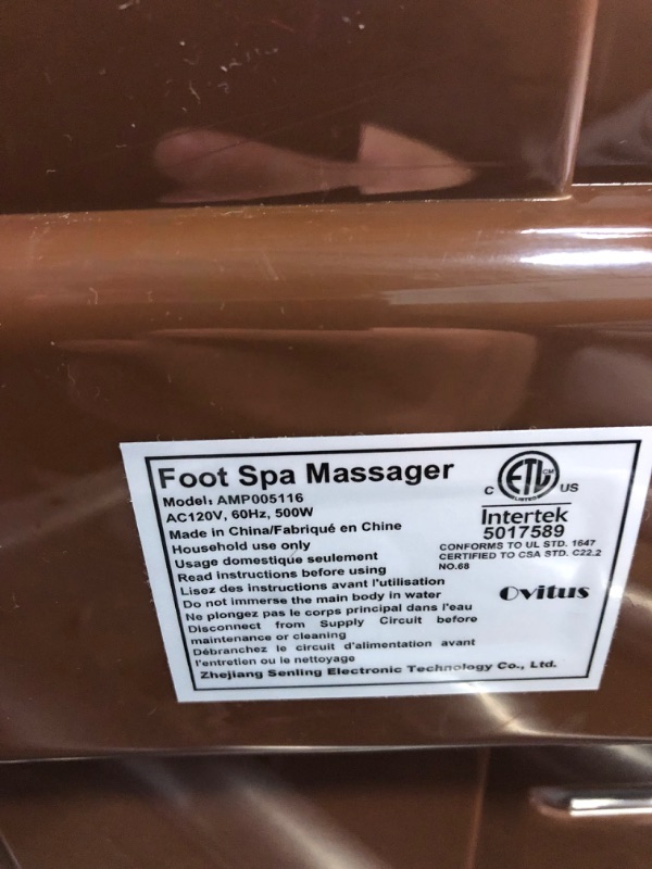 Photo 1 of Ovitus Foot Spa Bath Massager with Heat,16 Pedicure Spa Motorized Shiatsu Roller Massage Feet, Frequency Conversion, O2 Bubbles, Adjustable Time & Temperature,LED Display Brown