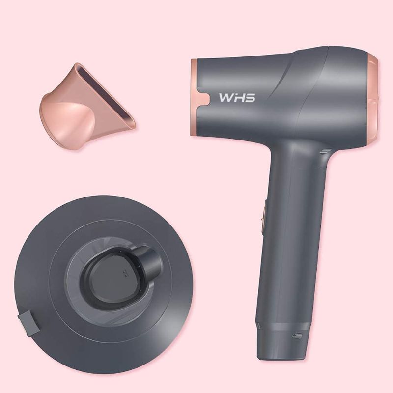 Photo 1 of WHS Cordless Portable Hair Dryer Hot and Cold Air Wireless Compact Rechargeable Lithium Battery Powered DC Motor Blow Dryer for Kids, Summer, Indoor and Outdoor,Travel, Grey and Pink
