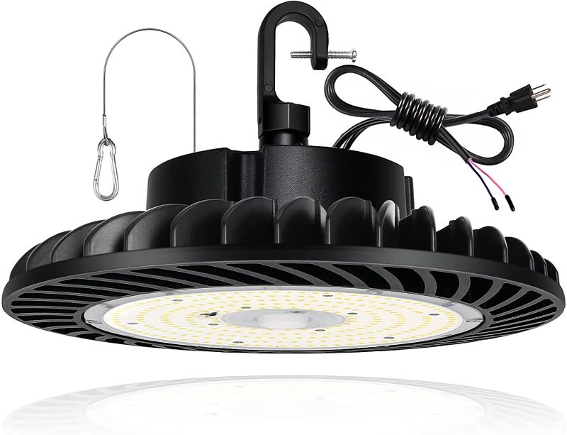 Photo 1 of 300W UFO LED High Bay Light Fixture ACE Series, 39,000lm 0-10V Dimmable 5000K 5' Cable with US Plug, [1000W/1250W MH/HPS Equiv.] 100-277V, Commercial Warehouse Area Light for Wet Location