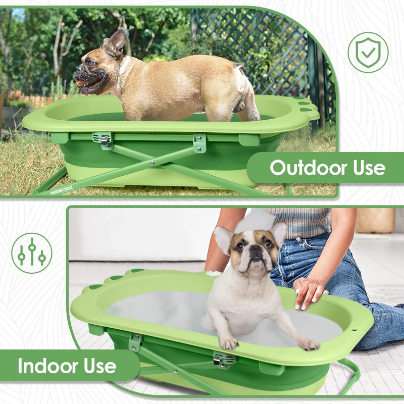 Photo 1 of Beberoad Pets Pet Bathtub Collapsible Pet Bath Tub Height Adjustable Portable Dog Cat Bathing Tub for Small Medium Pets-Foldable Pet Shower Tub with Drainage Hole, Green, 23.6 x 12.6 x 8.3 Inches
