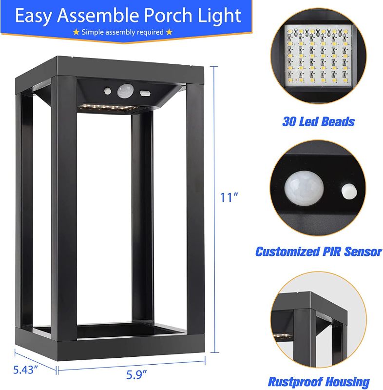 Photo 1 of APONUO Solar Outdoor Wall Lights?Motion Sensor Dusk to Dawn Solar Porch Lights Outdoor Waterproof Solar Outdoor Wall Lantern Anti-Rust Outdoor Solar Lights for House,Garage, Front, Porch 

