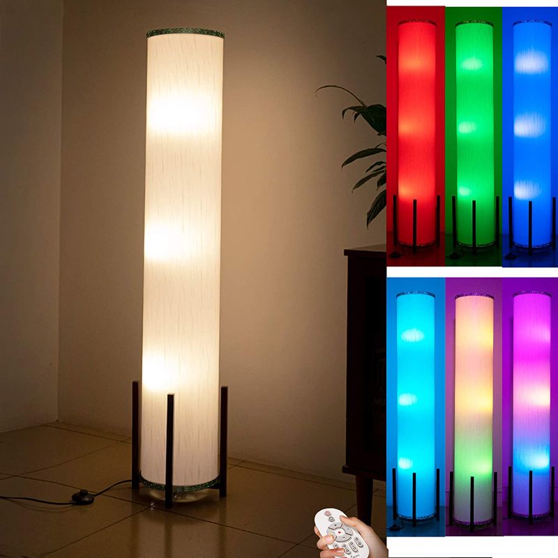 Photo 1 of CAUDTK Column Floor Lamps Remote Control Dimmable 61 Inch 3 Smart Light Bulbs Color Changing Modern LED RGB Tall Standing Lamp for Living Room Bedroom Kids Room
