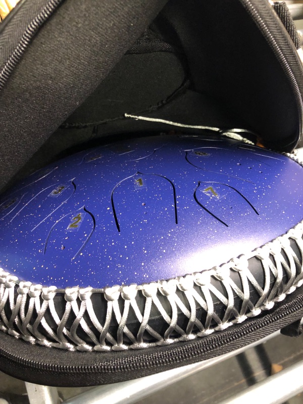 Photo 1 of Blue 15 Notes 14 Inches Steel Tongue Drum Healing Drum Wide Range Steel Drum with Carrying Bag & Mallets