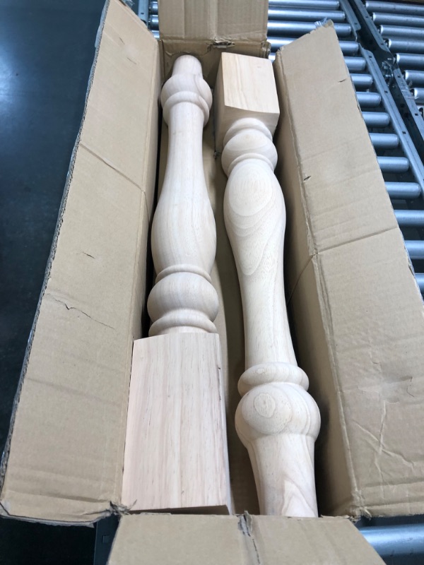 Photo 3 of 29x3.5x3.5inch Chunky Farmhouse Table Legs, La Vane Set of 4 Unfinished Rubber Wood Replacement Table Legs for Bench Coffee Table Dining Table 29"x3.5"x3.5" Unfinished