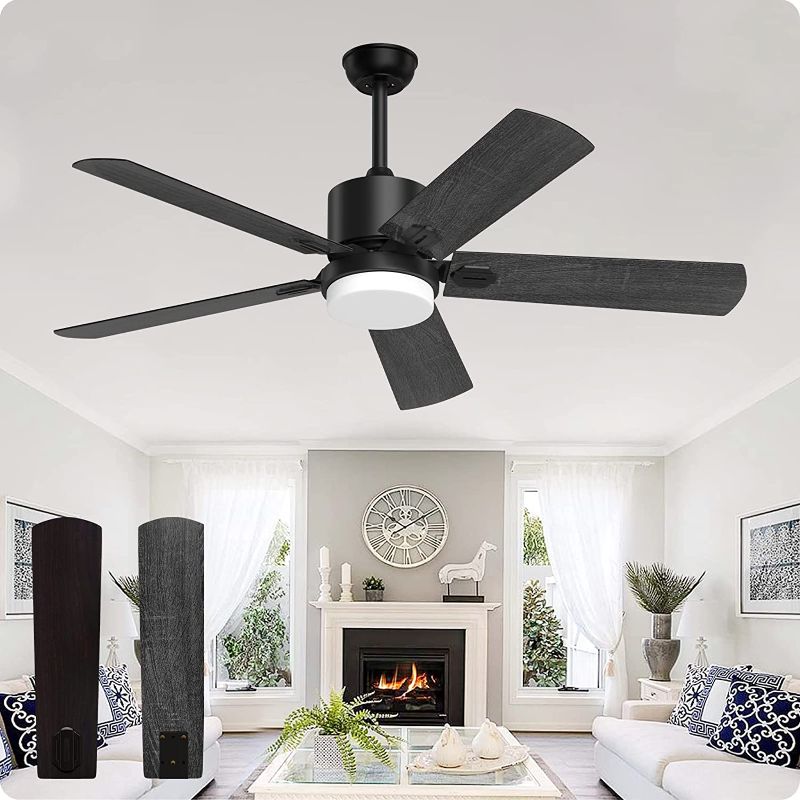 Photo 1 of Biukis Ceiling Fans with Lights and Remote, 52 Inch Outdoor Ceiling Fan with Remote, Modern Fan with Lights for Patio Farmhouse Bedroom,Matter Black
--- Open Box ---  