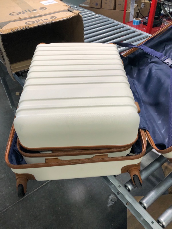 Photo 1 of Coolife Luggage Sets Suitcase Set 3 Piece Luggage Set Carry On Hardside Luggage with TSA Lock Spinner Wheels (White, 5 piece set) White 5 piece set
---- Missing Bags --- 