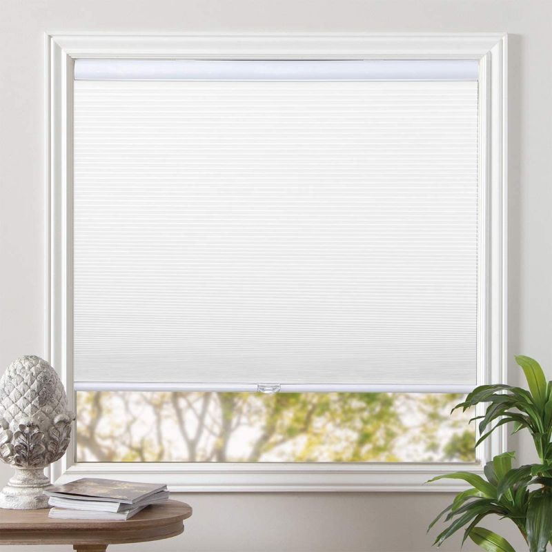 Photo 1 of Blackout Shades Cordless Blinds Cellular Fabric Blinds Honeycomb Door Window Shades 39x64, White-White
