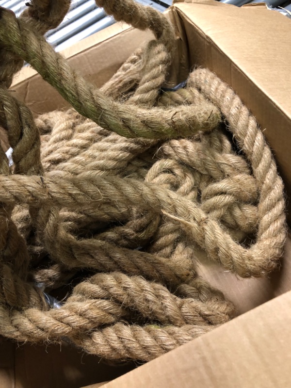 Photo 4 of 48 feet 1Inch Thick Manila Rope, JANNO Natural Twisted Hemp Rope for Tug War Home Garden Decorating, Hammock, Railings, Landscaping, Boat Fixing, Packing, DIY Arts Crafts, Cat Scratching Post and More