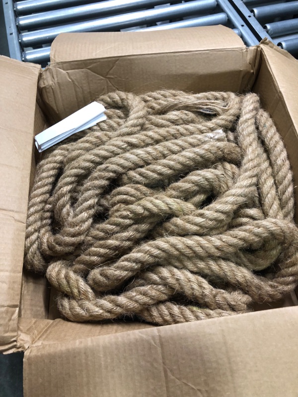 Photo 3 of 48 feet 1Inch Thick Manila Rope, JANNO Natural Twisted Hemp Rope for Tug War Home Garden Decorating, Hammock, Railings, Landscaping, Boat Fixing, Packing, DIY Arts Crafts, Cat Scratching Post and More