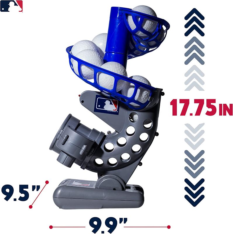 Photo 1 of Franklin Sports MLB Kids Electronic Baseball Pitching Machine - Automatic Youth Pitching Machine with (6) Plastic Baseballs Included -Youth Baseball Pitcher for Kids Ages 3+
